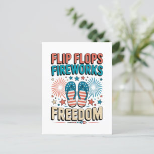 Flip Flops, Fireworks, Freedom – Patriotic Summer Postcard