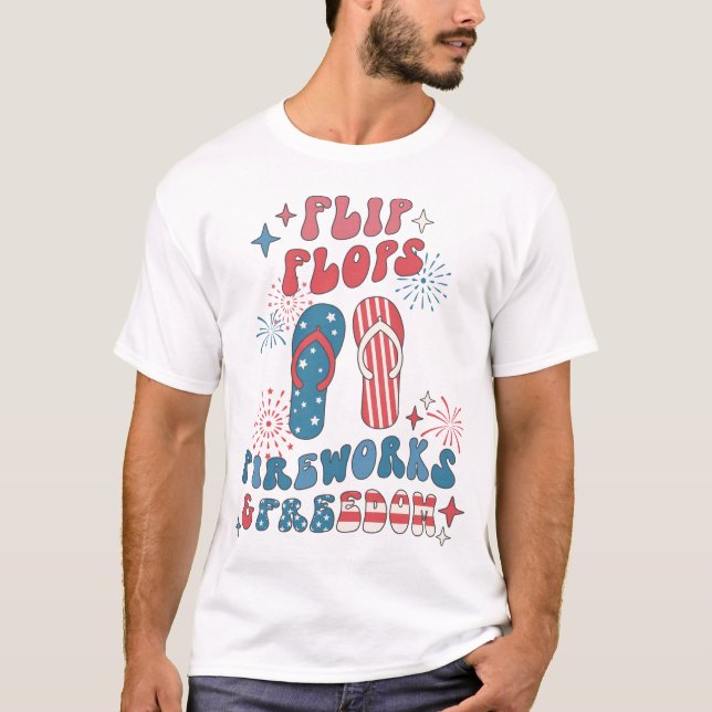 Flip Flops Fireworks Freedom T-Shirt (Front)
