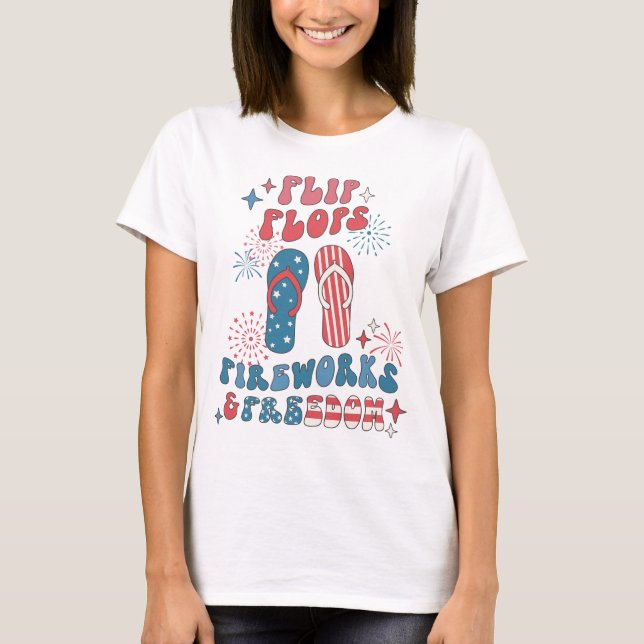 Flip Flops Fireworks Freedom T-Shirt (Front)