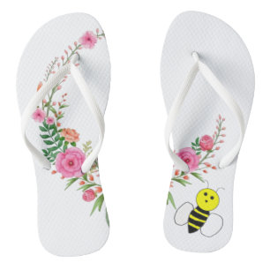 Flip Flops Floral Bumblebee Fun 