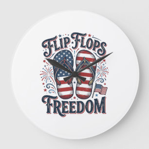 Flip Flops Freedom Patriotic Summer Shirt Design_1 Large Clock