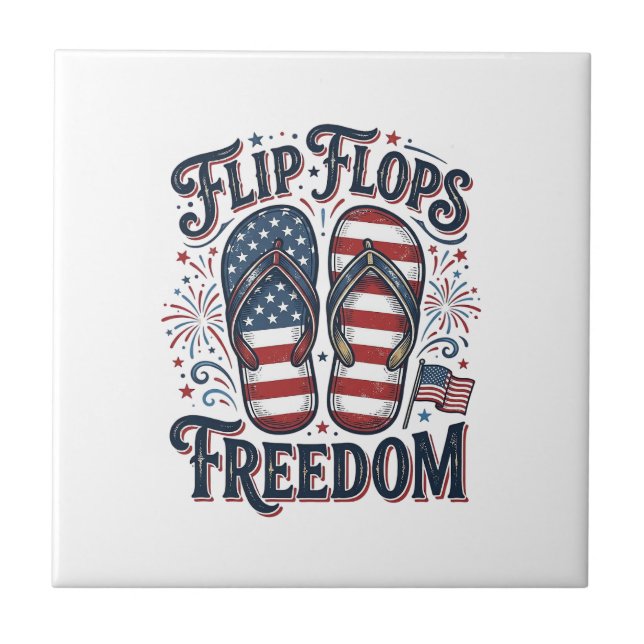 Flip Flops Freedom Patriotic Summer Shirt Design_1 Tile (Front)