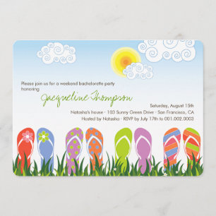 Flip Flops Fun In The Sun Cute Bachelorette Party Invitation