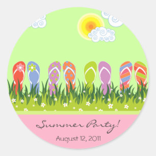 Flip Flops Fun In The Sun Summer Party Sticker