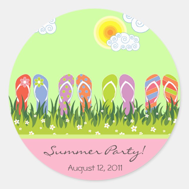 Flip Flops Fun In The Sun Summer Party Sticker (Front)