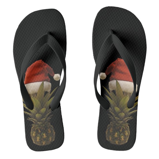 Flip Flops Hawaiian Pineapple Santa Hat (Footbed)