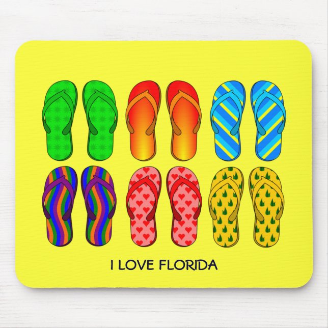 Flip Flops, "I Love Florida" Mouse Mat (Front)