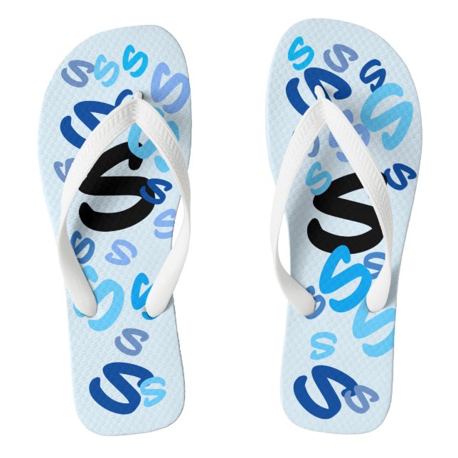 Flip Flops - Initial in Blue (Footbed)