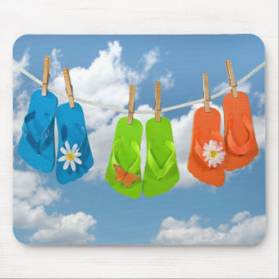 Flip-Flops On Clothesline  Mouse Mat