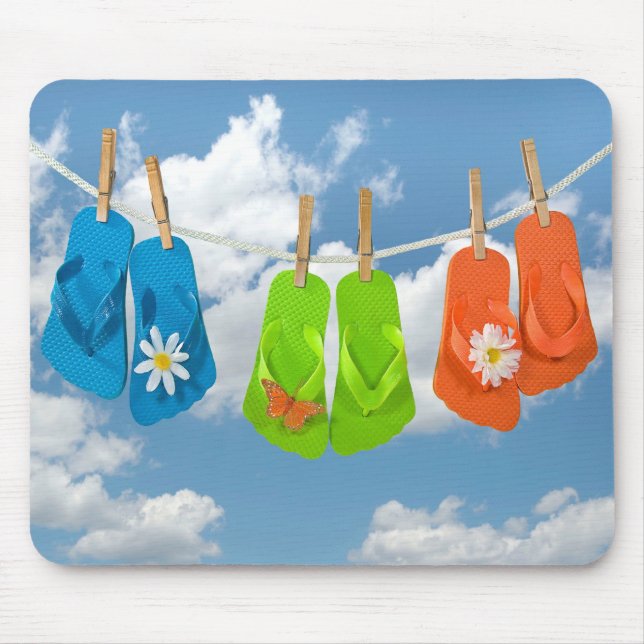 Flip-Flops On Clothesline  Mouse Mat (Front)