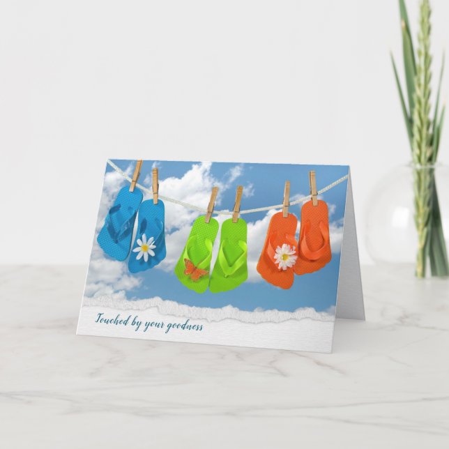 Flip-flops on Clothesline Thank You Card (Front)