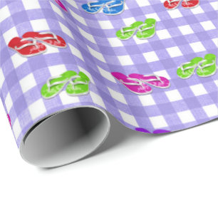 Flip-flops on Gingham  Wrapping Paper