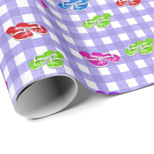 Flip-flops on Gingham  Wrapping Paper (Roll Corner)