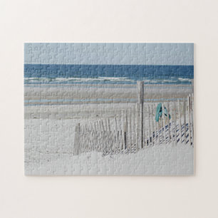 Flip flops on the beach fence jigsaw puzzle