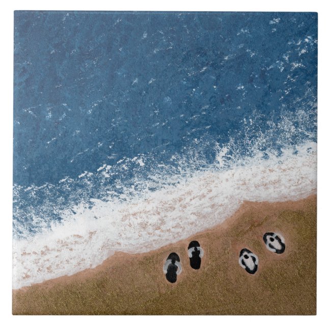 Flip Flops on the Beach Sand Tile (Front)