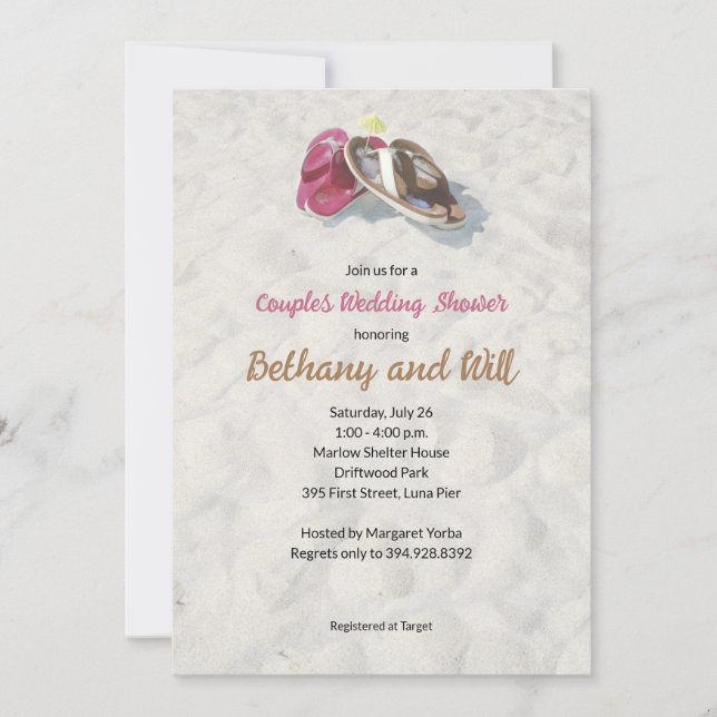 Flip Flops on the Beach Shower Invitation (Front)