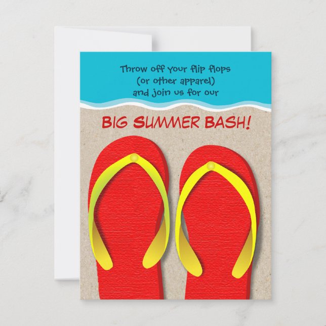 Flip Flops On the Beach Summer Party Invitation (Front)