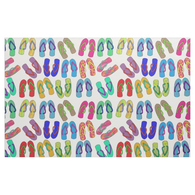 Flip Flops On White Fabric (Yard)