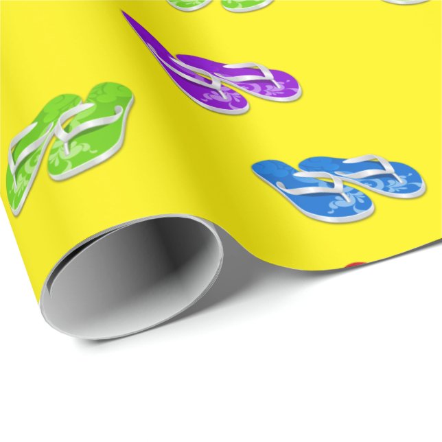Flip-flops on Yellow Wrapping Paper (Roll Corner)