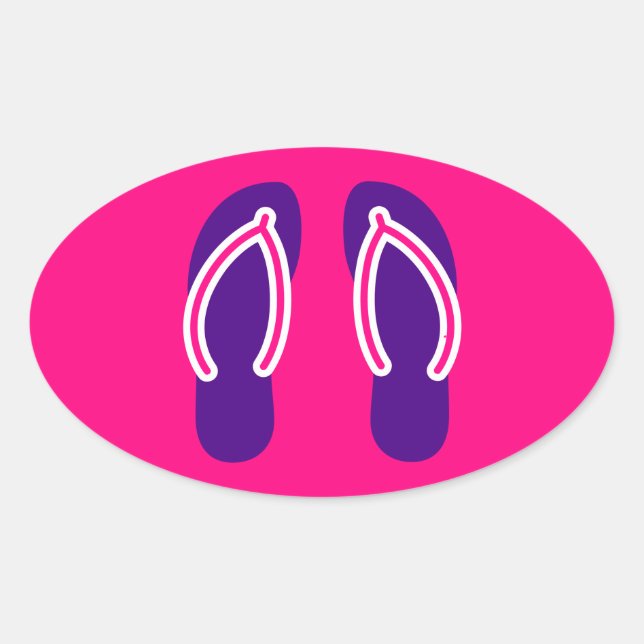 Flip Flops Oval Sticker (Front)