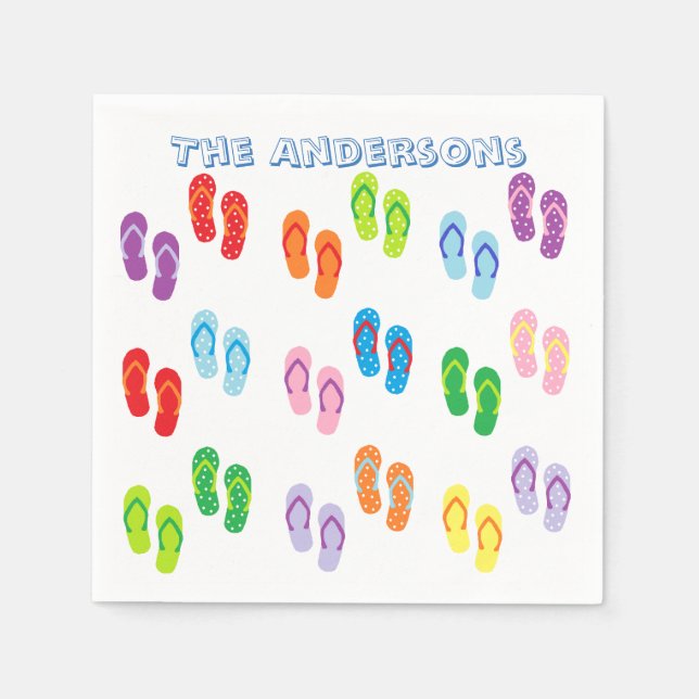 "Flip Flops" Personalised Paper Napkins (Front)