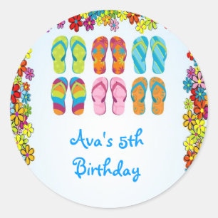 Flip Flops Pool Birthday Party Favour Labels
