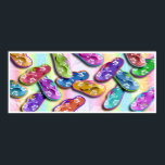 Flip Flops Pop Art Posters, Prints<br><div class="desc">Colourful and pop art graphics turn the flip flop (aka thong) into a fun and whimsical wall accent for the home . Hang Ten in contemporary style and get these nostalgic thongs (Oops! Flip Flops!) on a Tee or cap or get a matching Tee AND cap! Have some fun and...</div>
