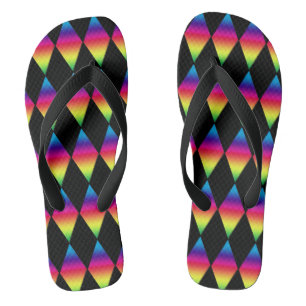 Flip Flops - Rainbow Diamonds on Black