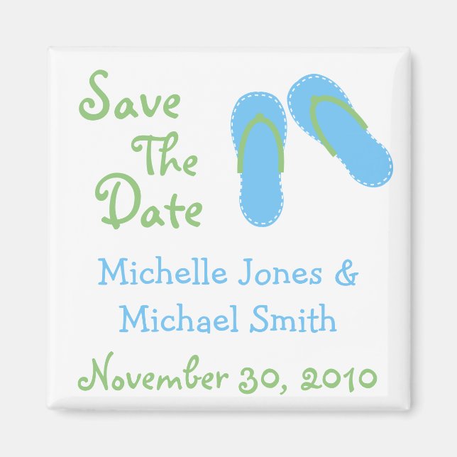 Flip Flops Save The Date Magnets (Blue / Green) (Front)