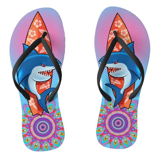 Flip Flops Shark surf hippy boho (Footbed)