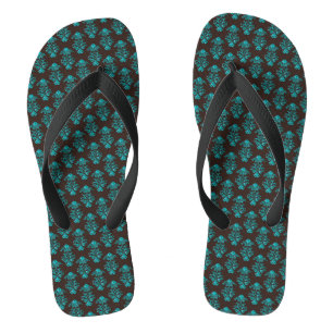Flip Flops/Turquoise Damask Flops
