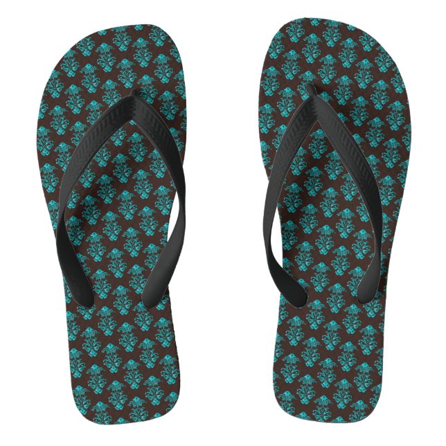 Flip Flops/Turquoise Damask Flops (Footbed)