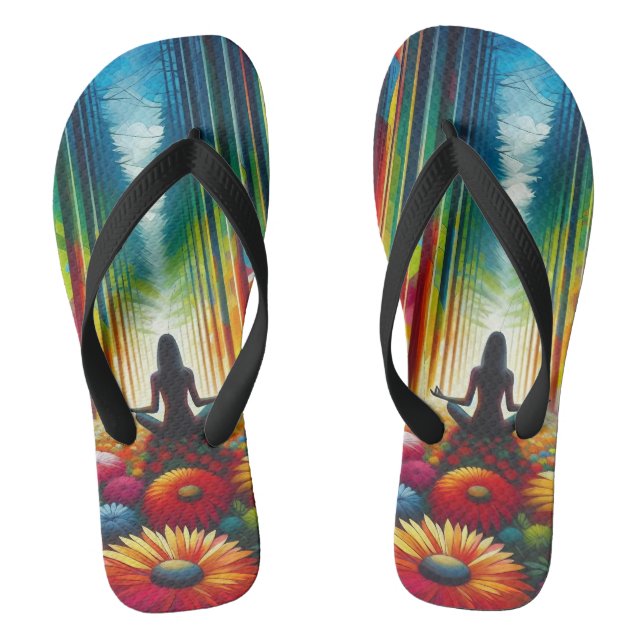 Flip Flops. Unique colourful flower bed disign Flip Flops (Footbed)
