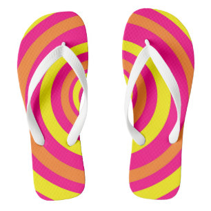 Flip Flops With Hot Pink Orange and Yellow Design