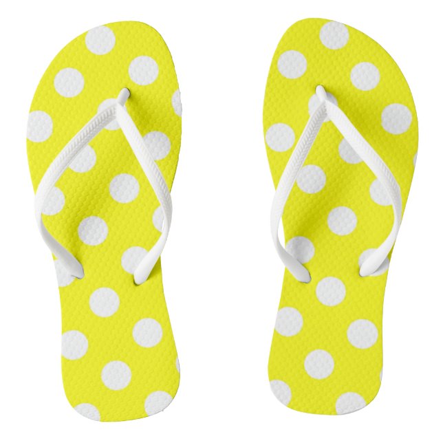 Flip Flops Yellow & White Polk a Dot  (Footbed)