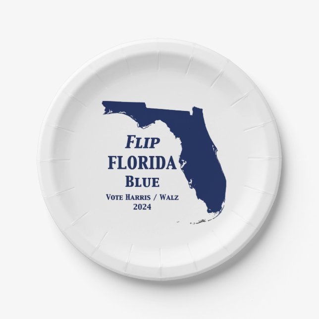 Flip Florida Blue in 2024 Paper Plate (Front)