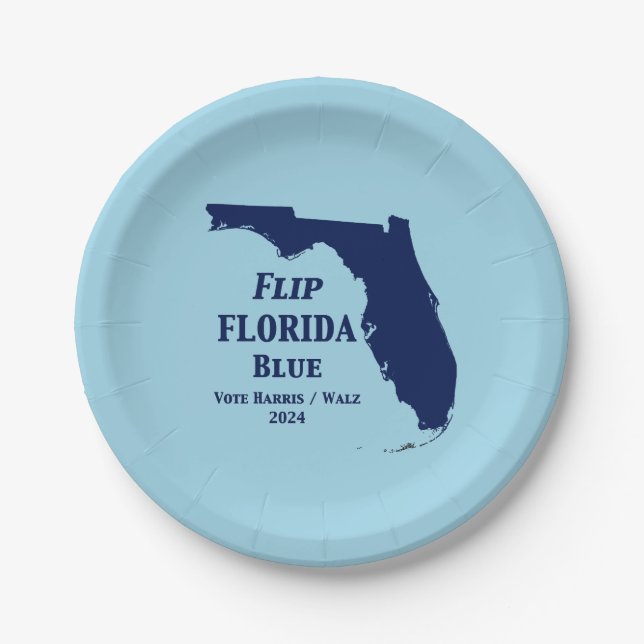 Flip Florida Blue in 2024 Paper Plate (Front)