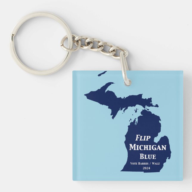 Flip Michigan Blue in 2024 Key Ring (Front)