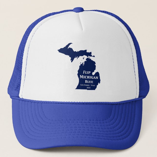 Flip Michigan Blue in 2024 Trucker Hat (Front)