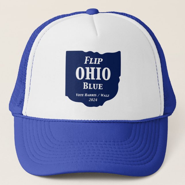Flip Ohio Blue in 2024 Trucker Hat (Front)