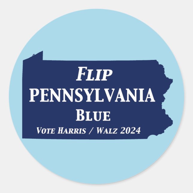 Flip Pennsylvania Blue in 2024 Classic Round Sticker (Front)