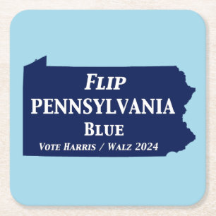 Flip Pennsylvania Blue in 2024 Square Paper Coaster