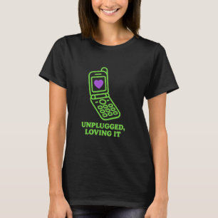 Flip Phone Summer Unplugged Retro Heart Digital De T-Shirt