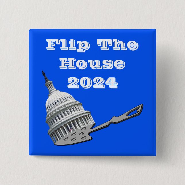 Flip The House Vote Blue 2024 15 Cm Square Badge (Front)