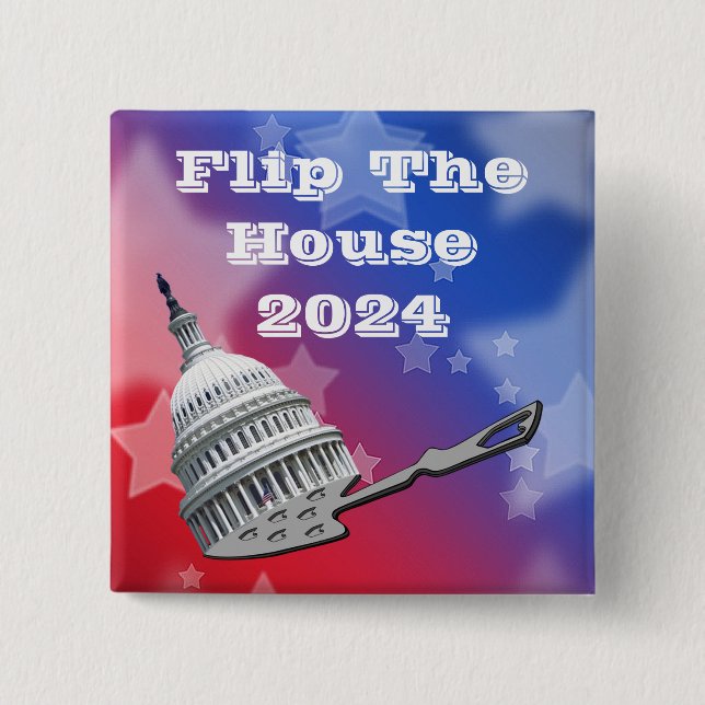 Flip The House Vote Blue 2024 15 Cm Square Badge (Front)