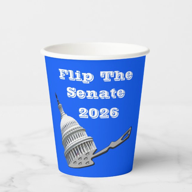 Flip The Senate Vote Blue 2026 Paper Cups (Front)