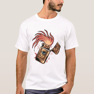 Flip top lighter old style tattoo illustration