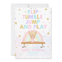 Flip Tumble Jump and Play Any Age Birthday Invite
