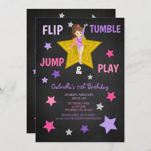 Flip, Tumble, Jump, & Play Gymnastics Birthday Invitation