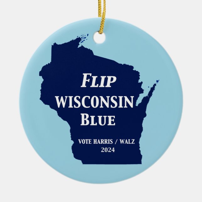 Flip Wisconsin Blue in 2024 Ceramic Tree Decoration (Front)